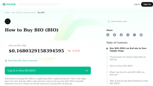 Screenshot of How to Buy BIO(BIO) - KuCoin