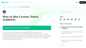 Screenshot of How to Buy Crowny Token (CRWNY) - KuCoin