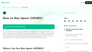 Screenshot of How to Buy Spore(SPORE) - KuCoin