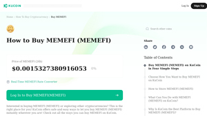 Screenshot of How to Buy memefi - KuCoin