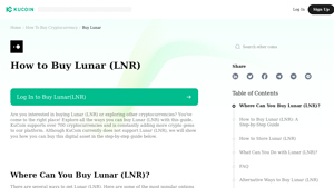 Screenshot of How to Buy Lunar(LNR) - KuCoin