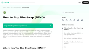 Screenshot of How to Buy DinoSwap(DINO) - KuCoin
