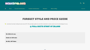 Lemonbrat - Fursuit Style & Price Guide