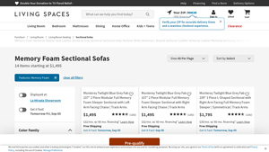 Living Spaces - Memory Foam Sectionals
