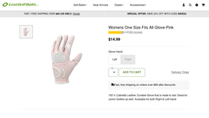 Lost Golf Balls - Women's One Size Fits All Pink Golf Glove