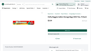 Lunds & Byerlys - Hefty Baggies Gallon Storage Bags with Ties