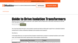 Maddox - Drive Isolation Transformers