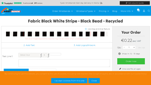Maltawristbands - Fabric Black White Stripe Wristband