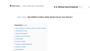 AAU - AAU AOW03 Cordless Water Dental Flosser