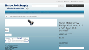 Marine Bolt Supply - Sheet Metal Screw Phillips Oval Head