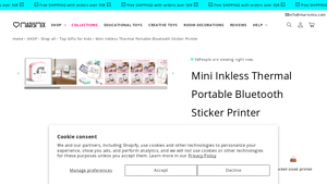 Marismix - Mini Inkless Thermal Portable Bluetooth Sticker Printer