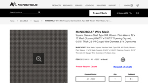 McNichols - Wire Mesh 12x12 Stainless Steel