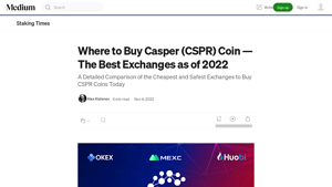 Screenshot of Where to Buy Casper (CSPR) Coin — The Best Exchanges as of 2022