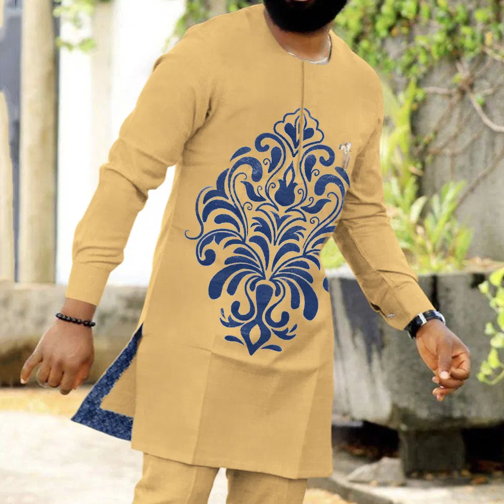 An application scenario or product detail of men's oversized long shirt muslim style - Image 11