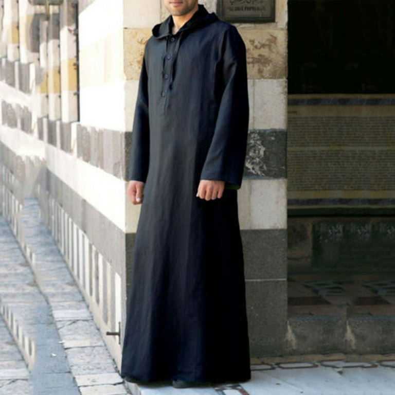 An application scenario or product detail of men's oversized long shirt muslim style - Image 22
