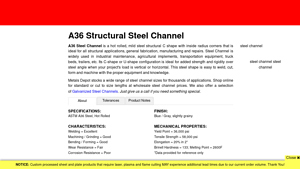 MetalsDepot® - A36 Structural Steel Channel