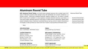 Metals Depot - Aluminum Round Tube 6061