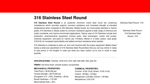 Metals Depot - 316 Stainless Steel Round
