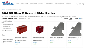 Metal Shims - 304SS Size E Precut Shim Packs