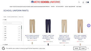 Metro School Uniforms - Boy's Relaxed Slim Fit Twill Pants