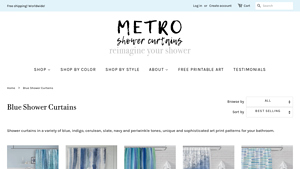 Metro Shower Curtains - Aqua Blue Watercolor Stripes