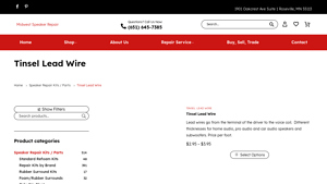 Midwest Speaker Repair - Tinsel Lead Wire