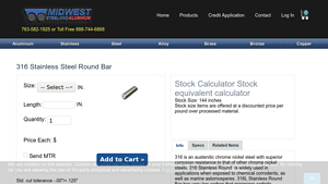 Midwest Steel Supply - 316 Stainless Steel Round Bar