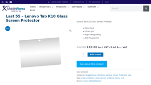 Mobile Worxs - Lenovo Tab K10 Glass Screen Protector