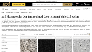 Mood Fabrics - Elegant Embroidered Eyelet Cotton Fabric