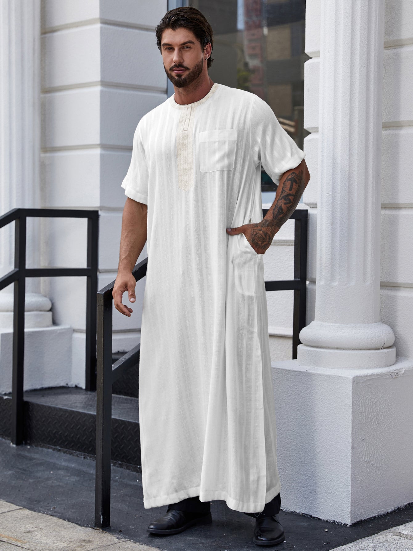 An application scenario or product detail of muslim style men's shirt - Image 2
