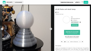 MyMiniFactory - 3D Printable Tesla Coil Desk Lamp