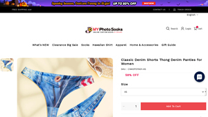MyPhotoSocks - Classic Denim Shorts Thong Panties