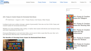 Names Selection - Creative Deck Box Names