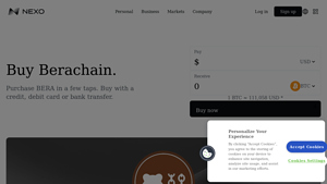 Screenshot of Buy Berachain With Credit or Debit Card - Nexo