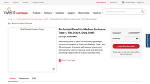 nVent - Perforated Panel for Medium Enclosure Type 1