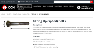 OCM - Fitting Up (Speed) Bolts