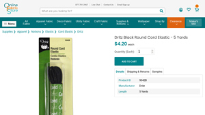 Dritz - Black Round Cord Elastic