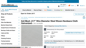 Online Metals - 8x8 Mesh Galvanized Wire Cloth
