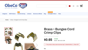 Organized Obie - Brass Bungee Cord Crimp Clips