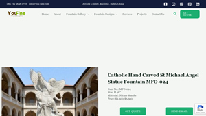 Outdoor Fountains - Catholic Hand Carved St Michael Angel Statue Fountain