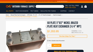 Outdoor Furnace Supply - 60 Plate Nickel Brazed Heat Exchanger