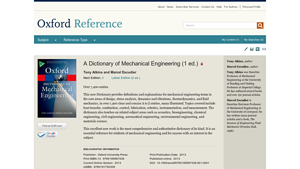 Oxford Reference - Dictionary of Mechanical Engineering