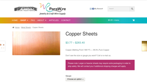 Parawire - Copper Sheets