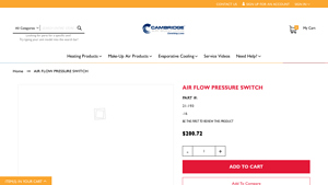 Cambridge Air - Air Flow Pressure Switch