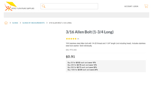 Patio Furniture Supplies - 3/16 Stainless Allen Bolt with Lock Washer