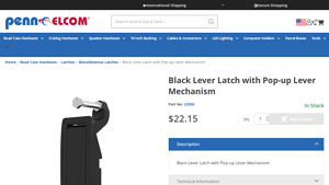 Penn Elcom - Black Lever Latch with Pop-up Mechanism