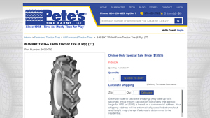 BKT Tire - 8-16 BKT TR-144 Farm Tractor Tire