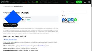 Screenshot of How to Buy Waves (WAVES) Guide - Phemex