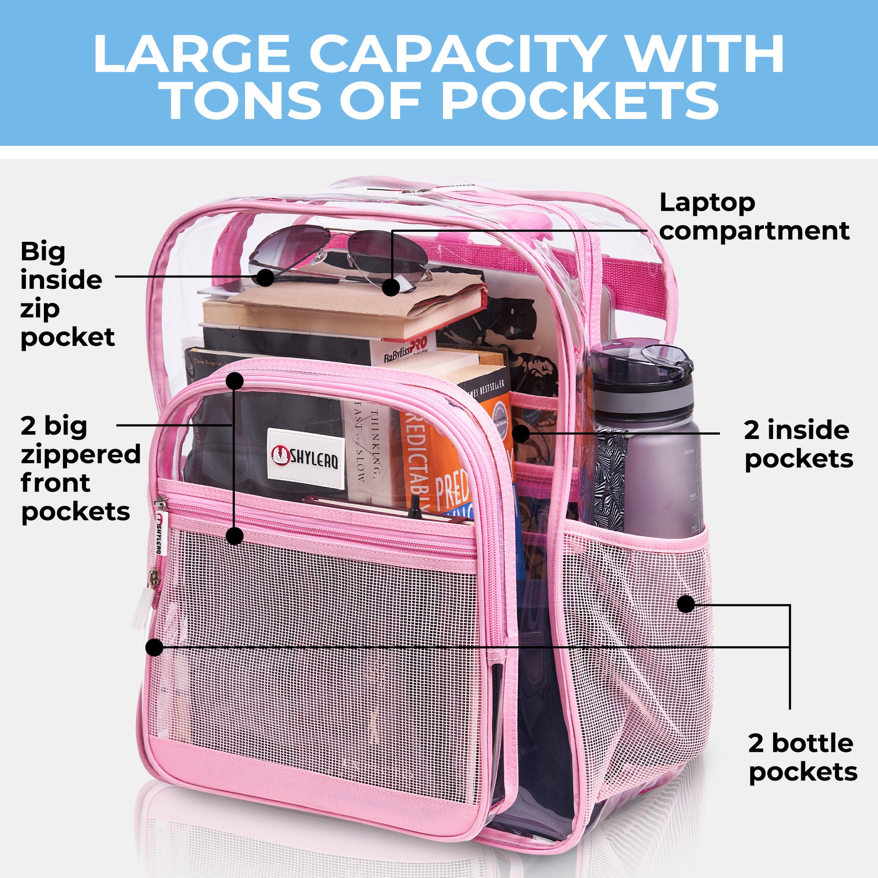 An application scenario or product detail of pink clear backpack - Image 7