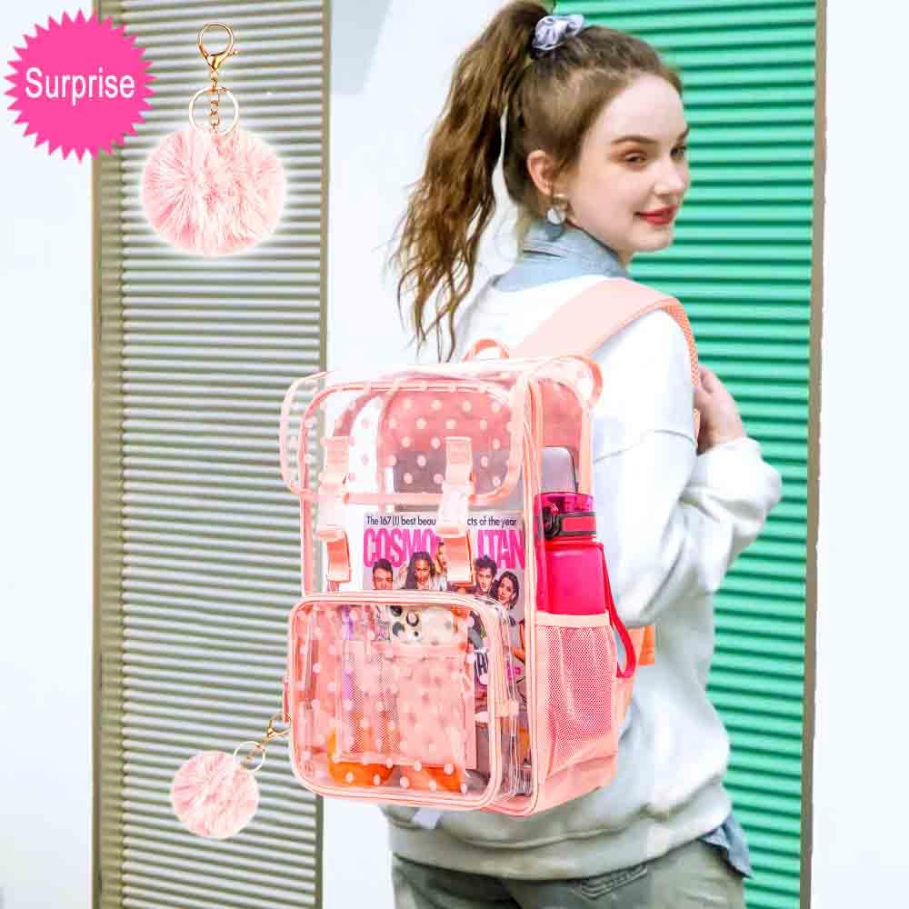 An application scenario or product detail of pink clear backpack - Image 8